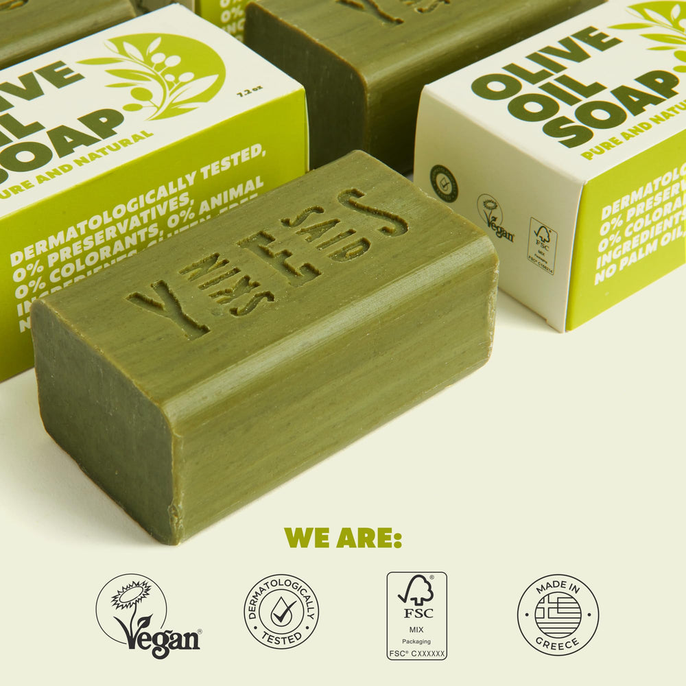 Soap lather forming with Skin Said Yes olive oil bar, ideal for cleansing ritual.