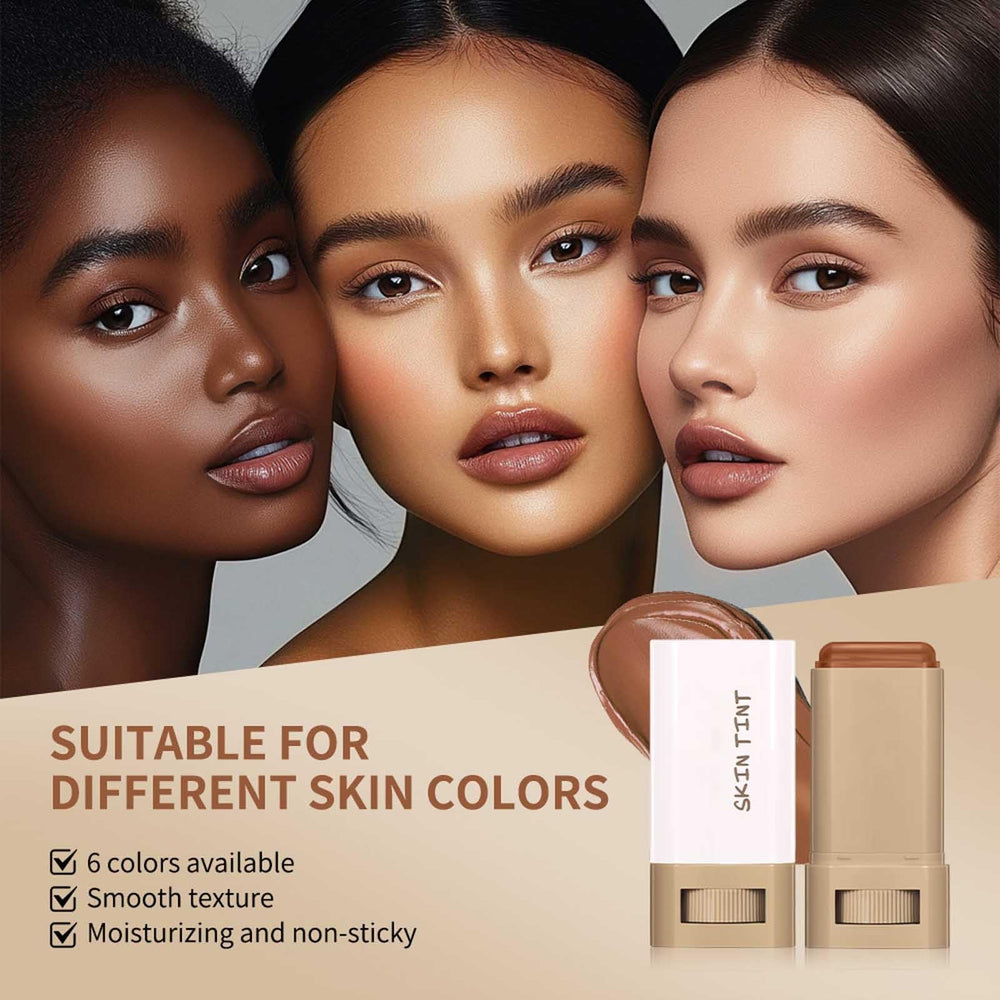 Contouring and highlighting with Skin Tint & Contour Stick on the face.
