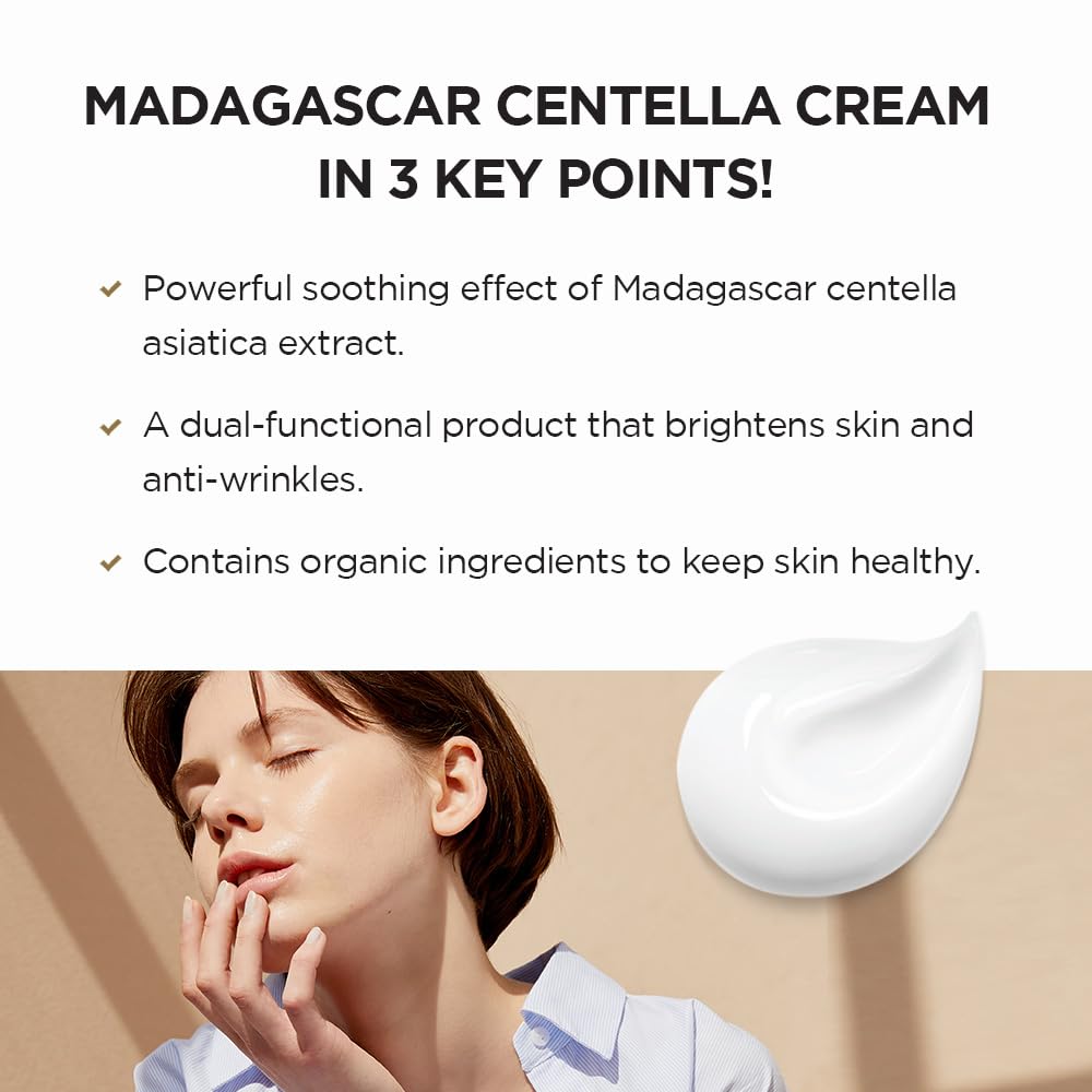 Skin1004 Centella Cream application demonstrates soothing, quick-absorb formula.