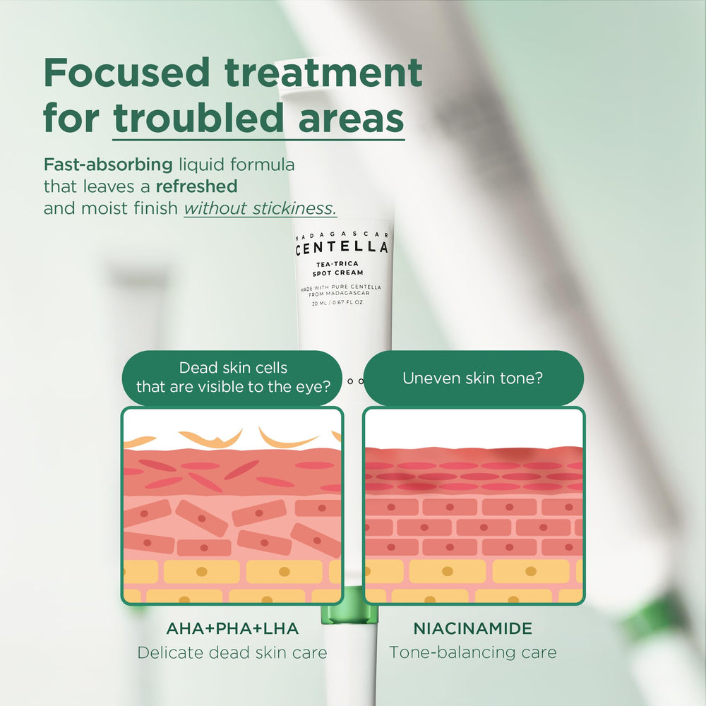 Centella Asiatica and Tea Tree ingredients in SKIN1004 formula.