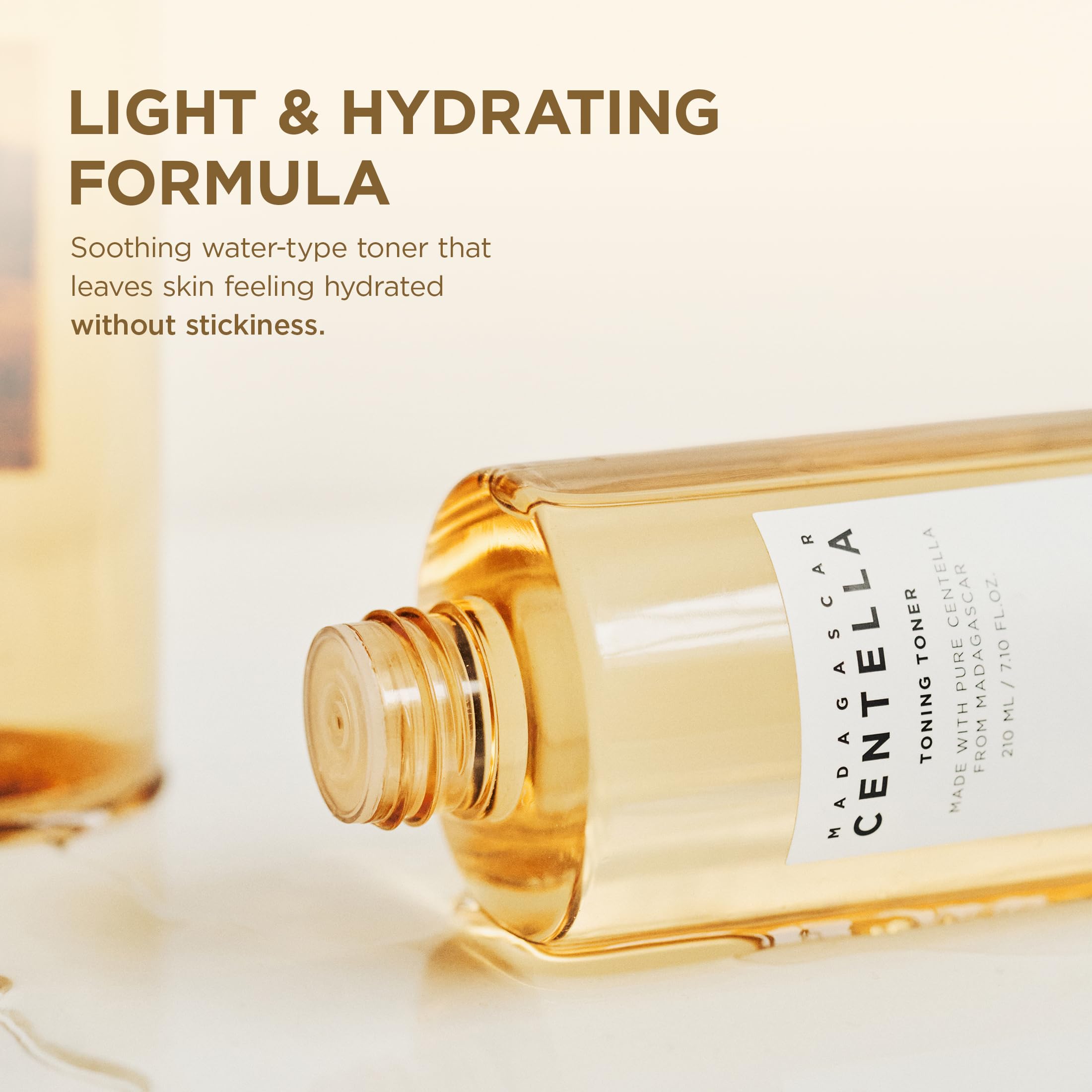 SKIN1004 Centella Toning Toner hydration glow shows moisture boost for refreshed skin.