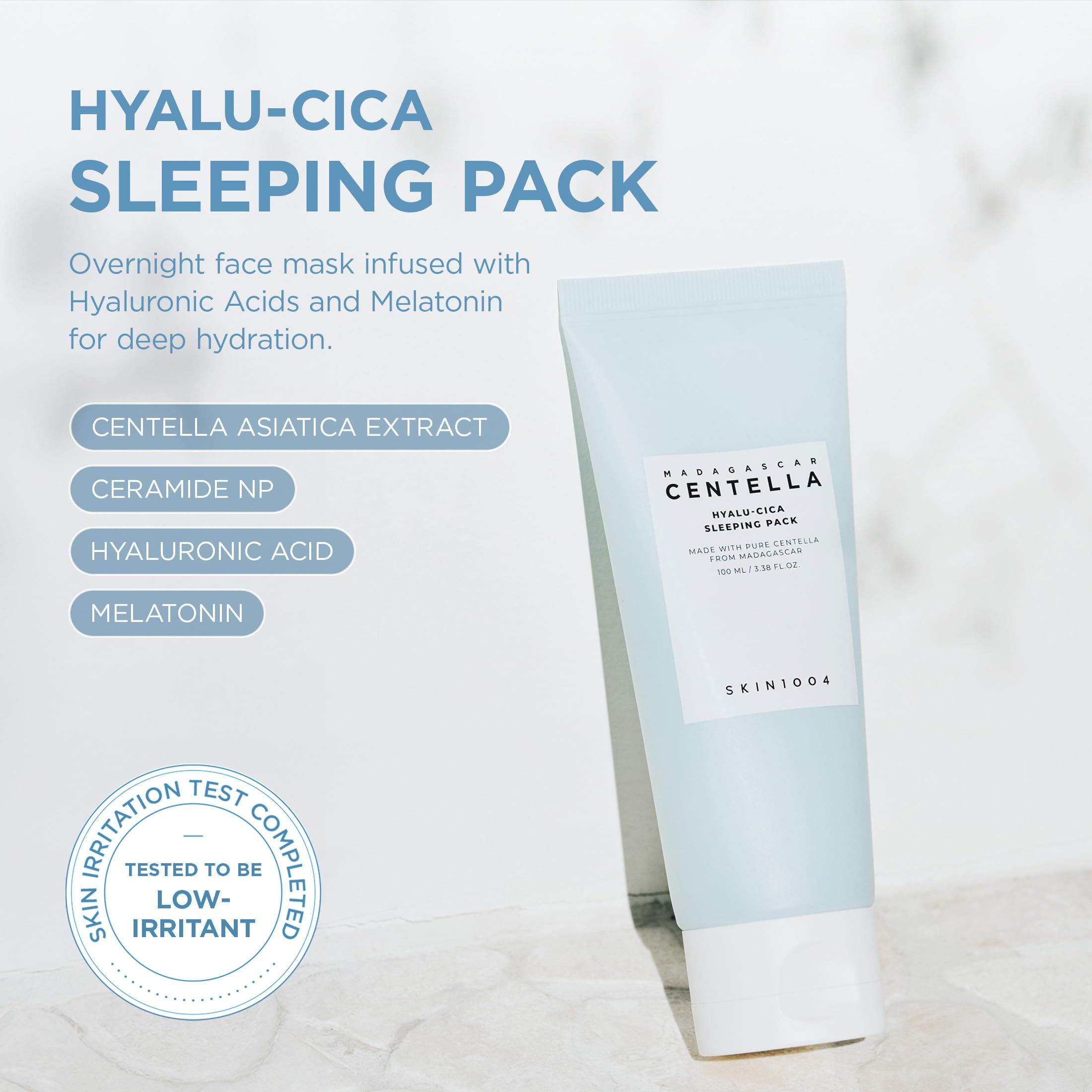 SKIN1004 Hyalu-CICA Sleeping Pack jar closeup highlighting moisture retention