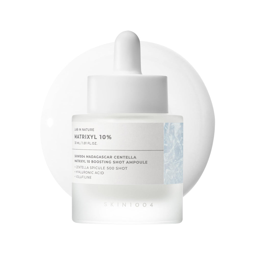 SKIN1004 Matrixyl 10% Boosting Shot Ampoule bottle closeup shows hydration emphasis