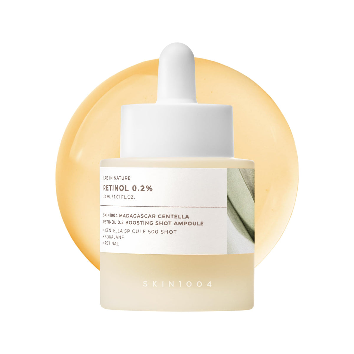 Skin1004 Retinol 0.2% Boosting Shot Ampoule bottle pour for smoother skin.