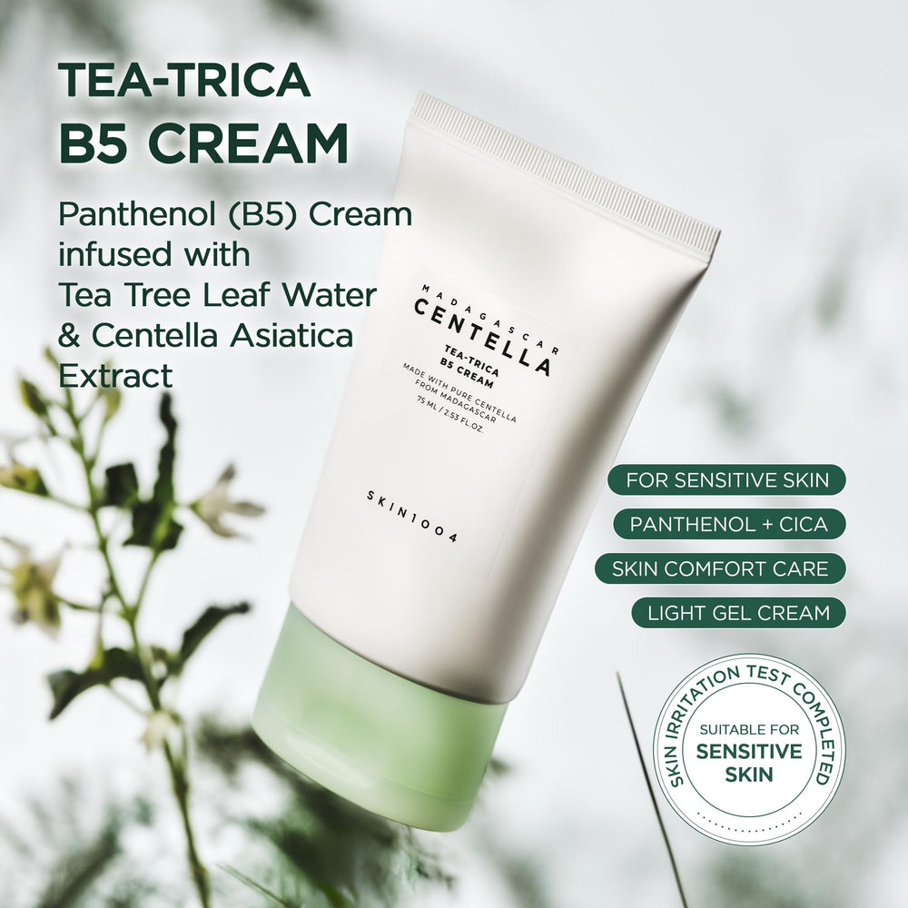 SKIN1004 Tea-Trica B5 Cream texture on hand ready for absorption