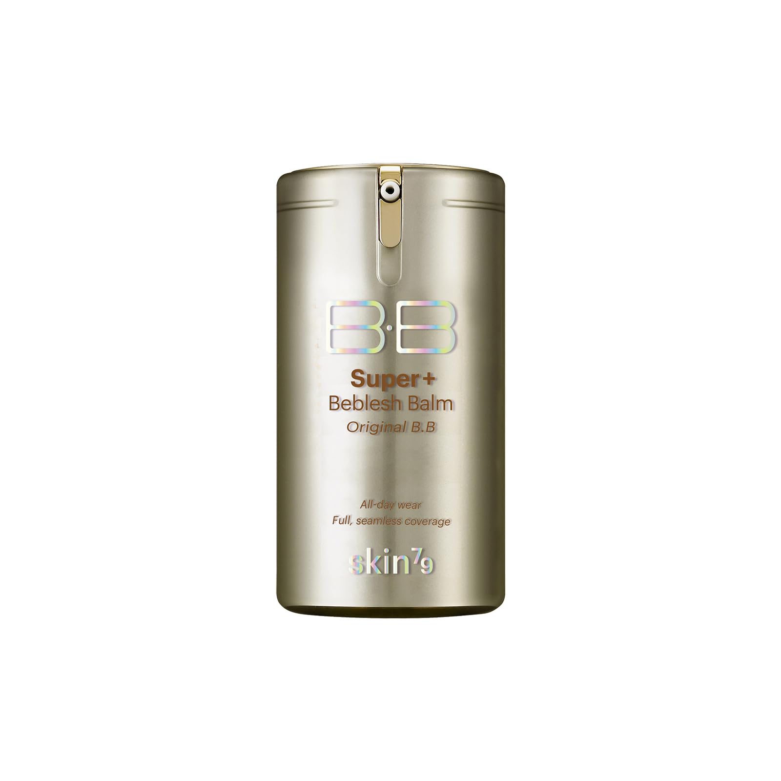 SKIN79 Super+ Beblesh Balm gold jar close-up showing glow-enhancing texture for radiant skin