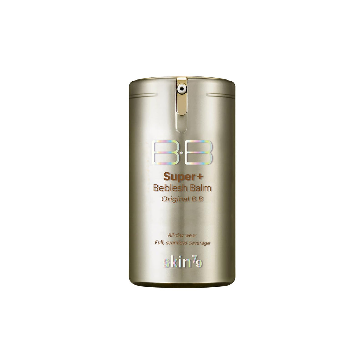 SKIN79 Super+ Beblesh Balm gold jar close-up showing glow-enhancing texture for radiant skin