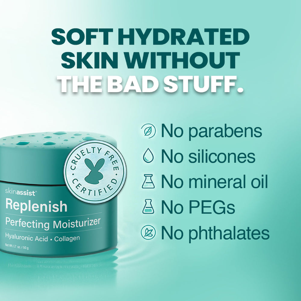 SKINASSIST Replenish morning routine application shot on clean skin