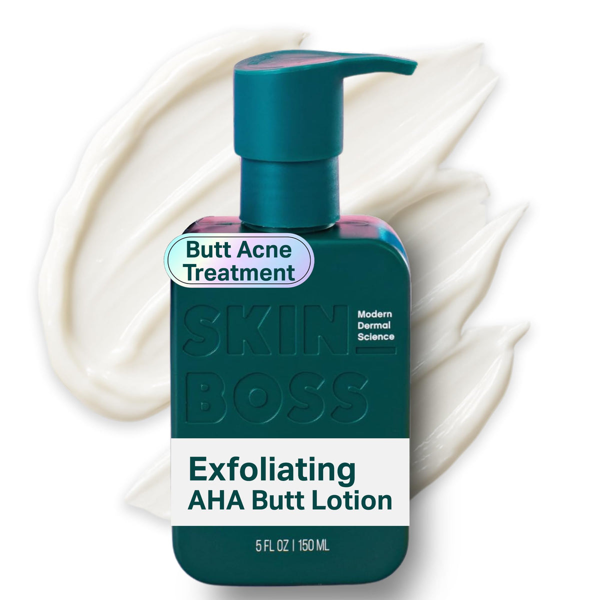 SKINBOSS Butt Acne Clearing Treatment bottle showing fast-absorbing formula