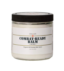 Skincando Combat Ready Skin Balm 8oz bottle delivering deep hydration for dry skin.