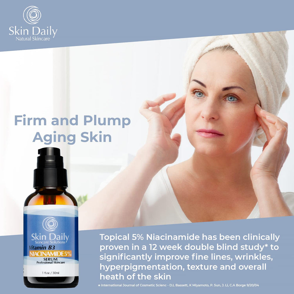 SkinDaily Niacinamide Serum with hyaluronic acid for hydration.