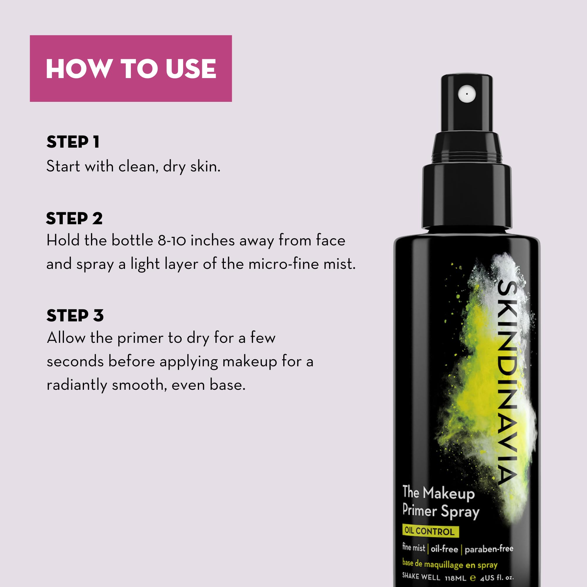 Close view of Skindinavia Oil Control Primer texture showing silicone-free benefits.