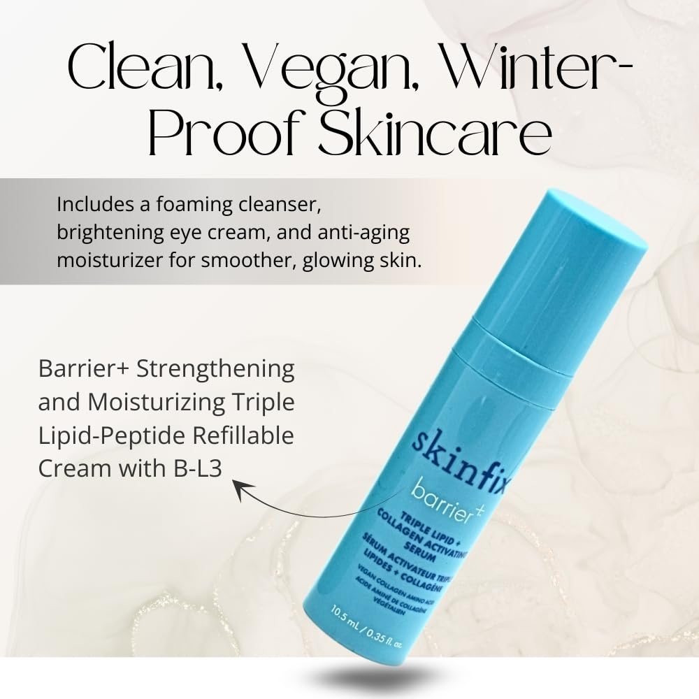 Skinfix Barrier Bundle application serum closeup, smooths and primes for a soft, radiant base
