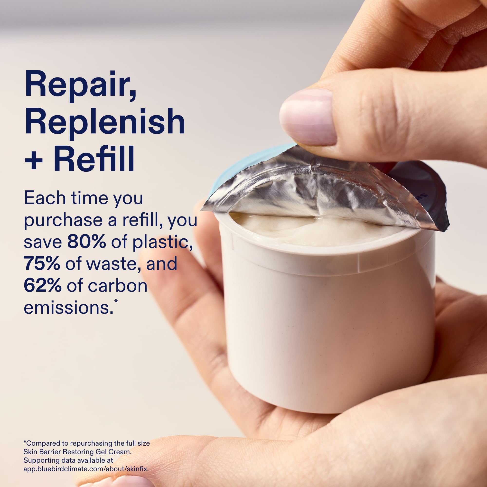 Skinfix refill 1.7 oz pouch illustration communicates refill-friendly option.