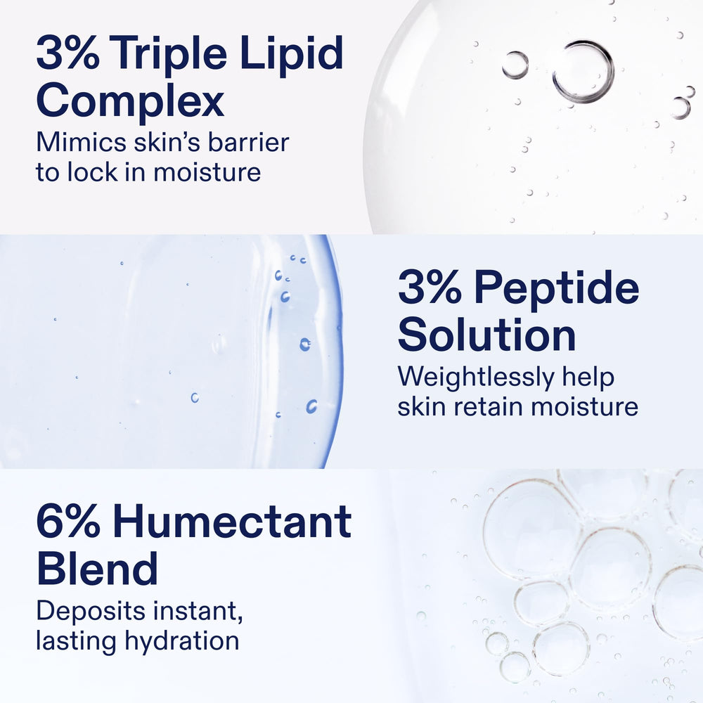 Surface hydration closeup featuring humectant blend for lasting moisture