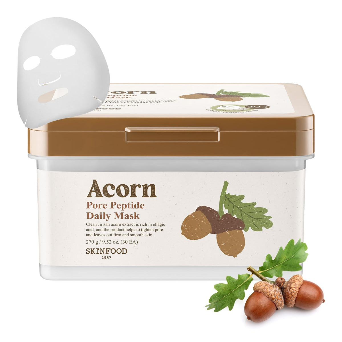 SKINFOOD 1957 Acorn Pore Daily Mask bulk pack ready for daily pore care and hydration.