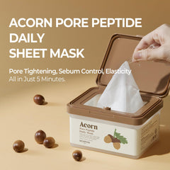 SKINFOOD 1957 Acorn Pore Daily Mask on face delivers quick pore tightening and hydration.