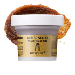 Skinfood 1957 Black Sugar Mask jar close-up showing gentle exfoliation
