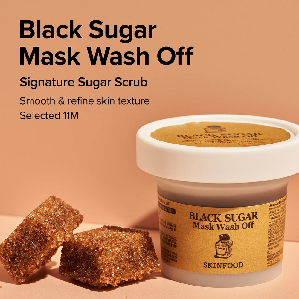 Skinfood 1957 Black Sugar Mask texture close-up with scrub granules for smoother skin
