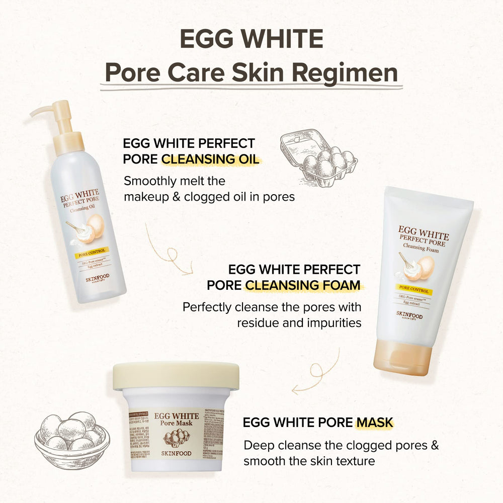SKINFOOD 1957 Egg White Pore Mask after-use skin feels refreshed and balanced