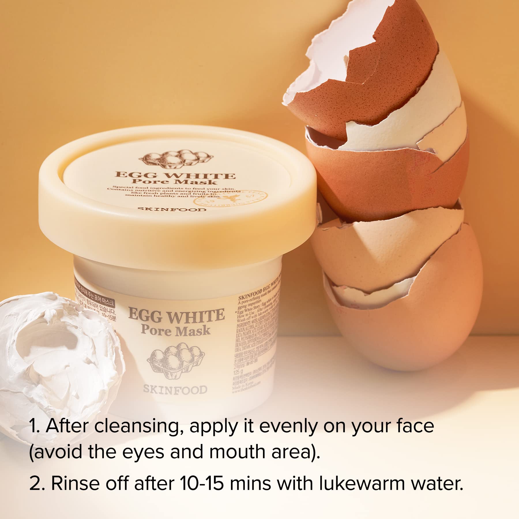SKINFOOD 1957 Egg White Pore Mask wash-off shows easy rinse and refined surface