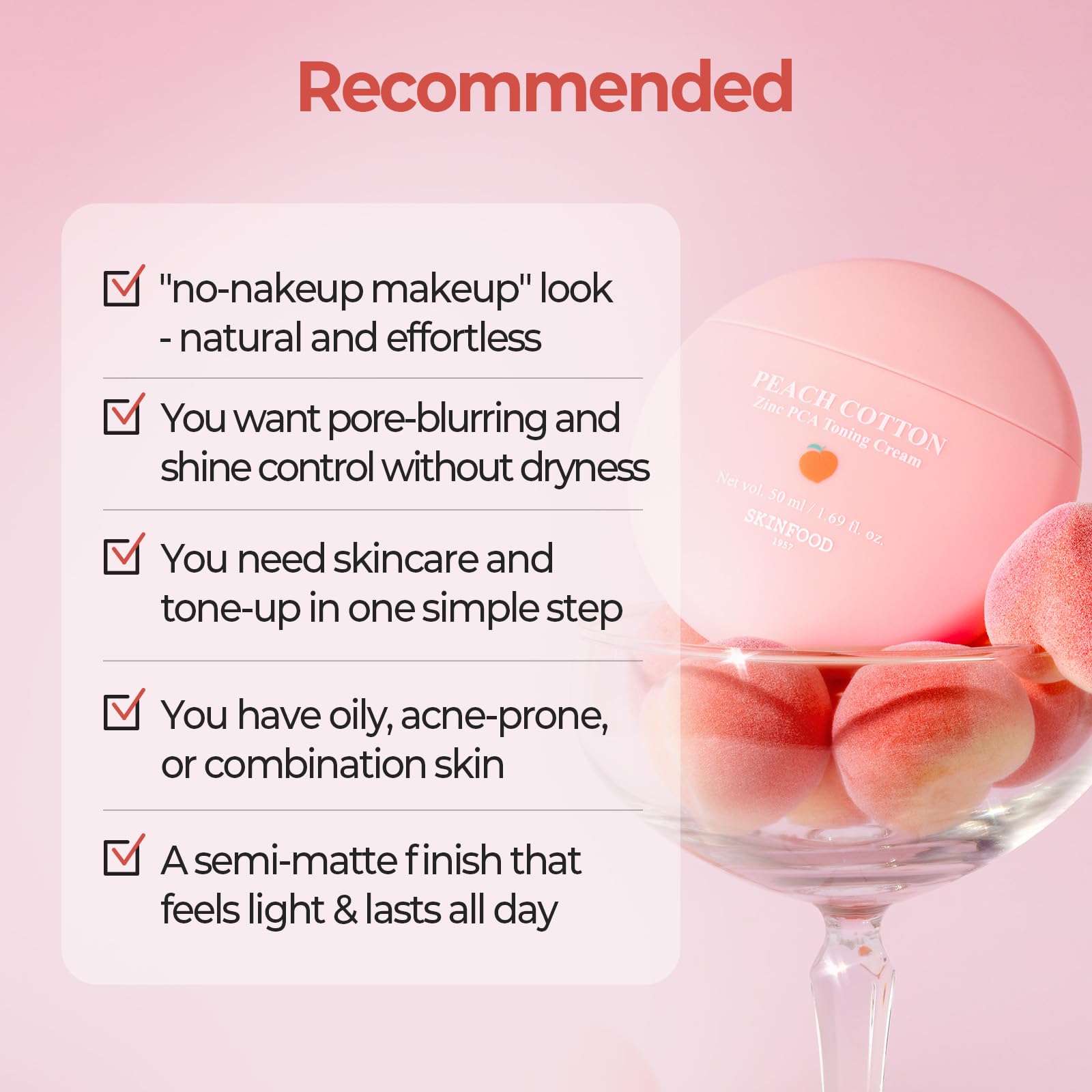 SKINFOOD Peach Cotton Tone Up Cream everyday look with natural finish