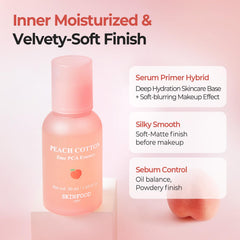 Primer on skin demonstrating pore blur and matte finish