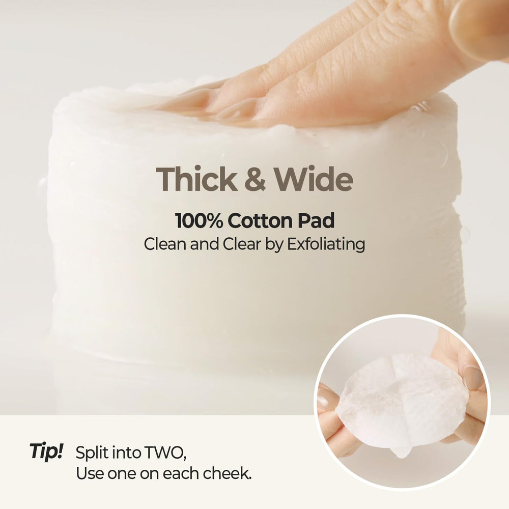 SKINFOOD Rice Brightening Toner Pad applied on face for even tone and hydration