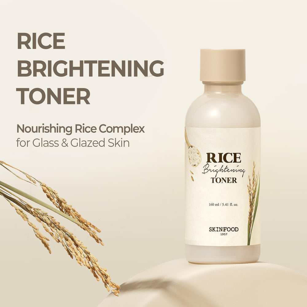 SKINFOOD 1957 Rice Brightening Toner pump-dispense for easy, even application.