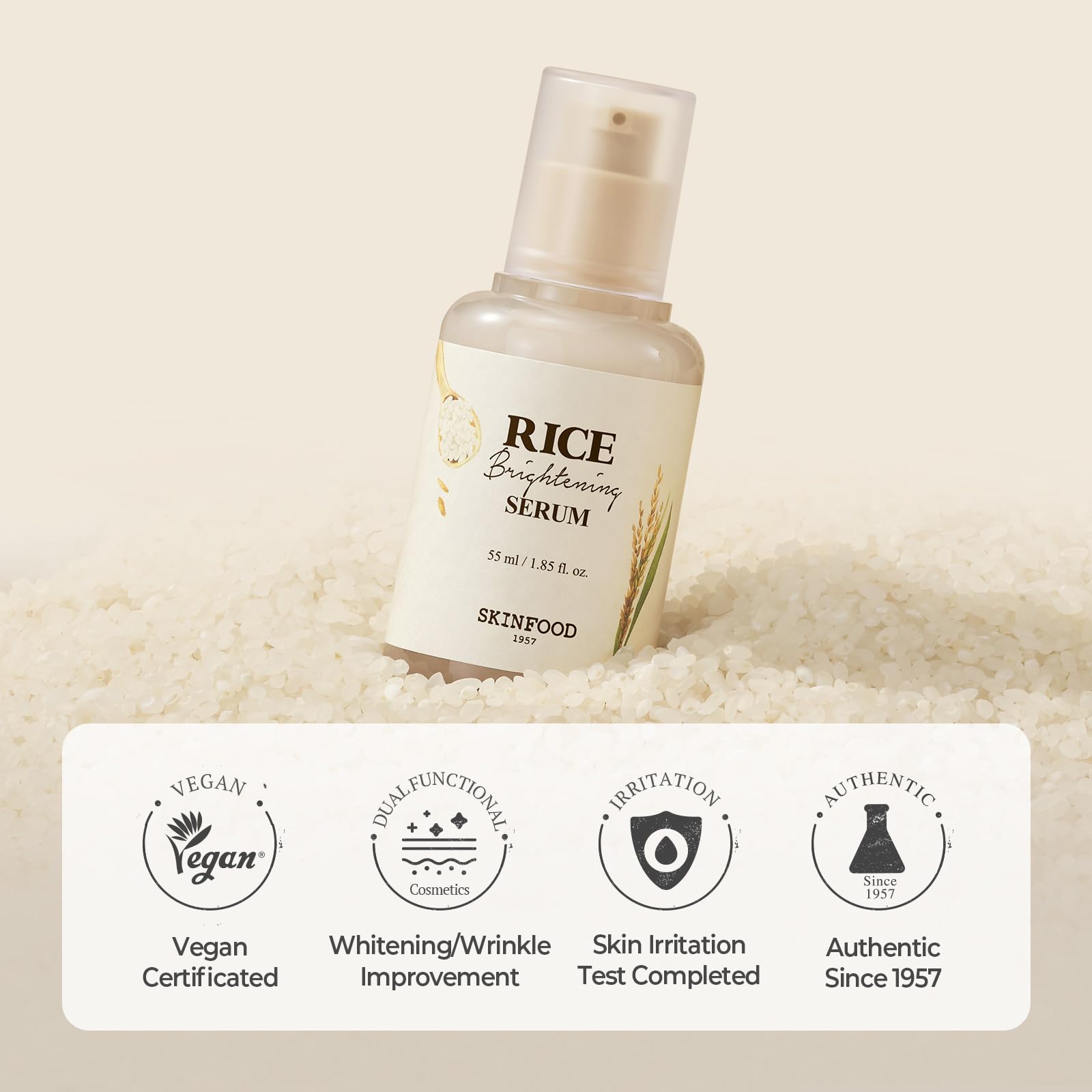 Skinfood 1957 Rice Serum daily care pairing with Rice Toner and Cream