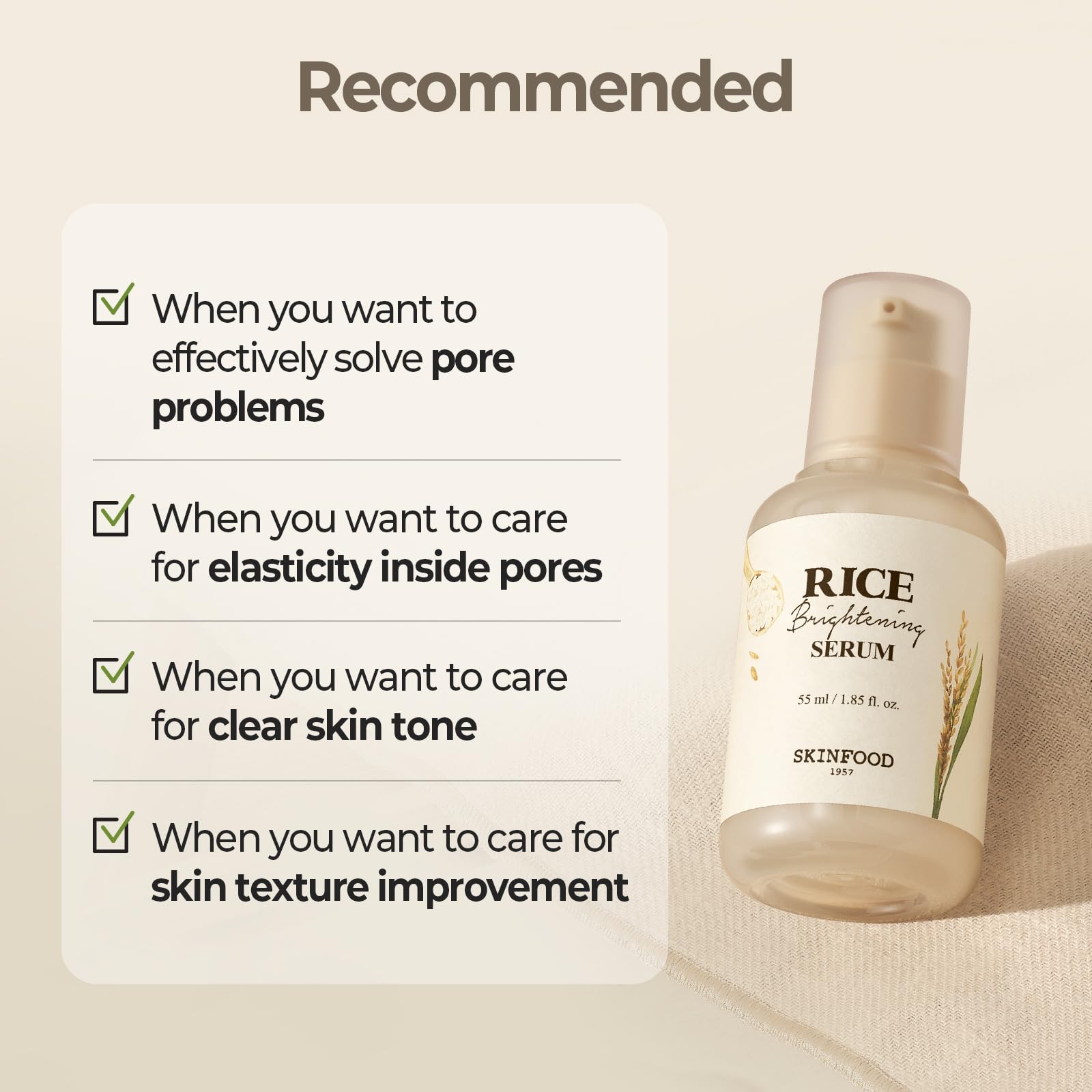 Skinfood 1957 Rice Serum texture application with smooth absorption