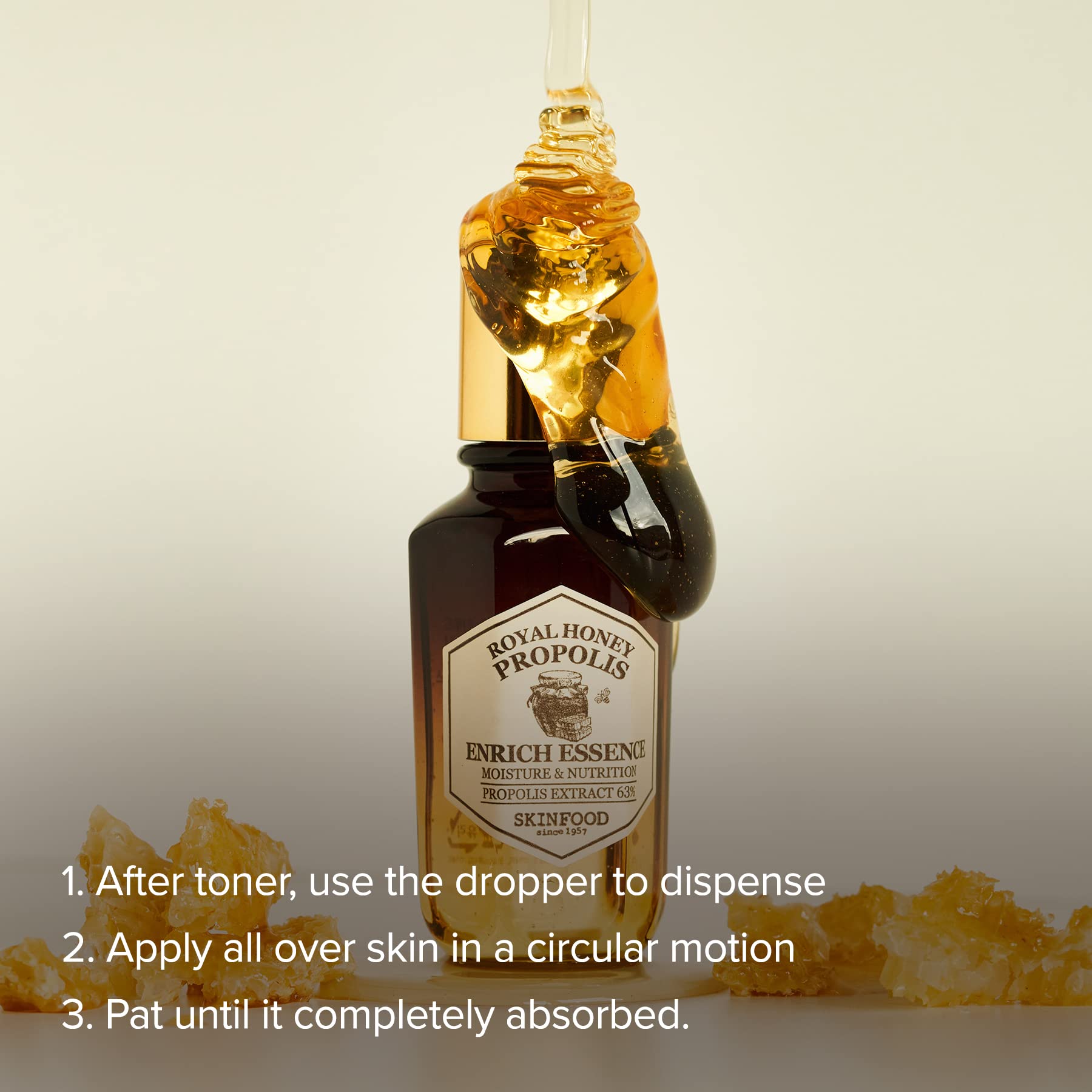 Serum applied on the face to boost radiance with SKINFOOD 1957