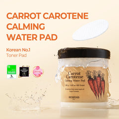SKINFOOD carrot toner pad hydration-rich soothes dry skin with long-lasting moisture.