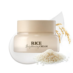 SKINFOOD Rice Brightening Cream jar close-up showing hydrated skin results