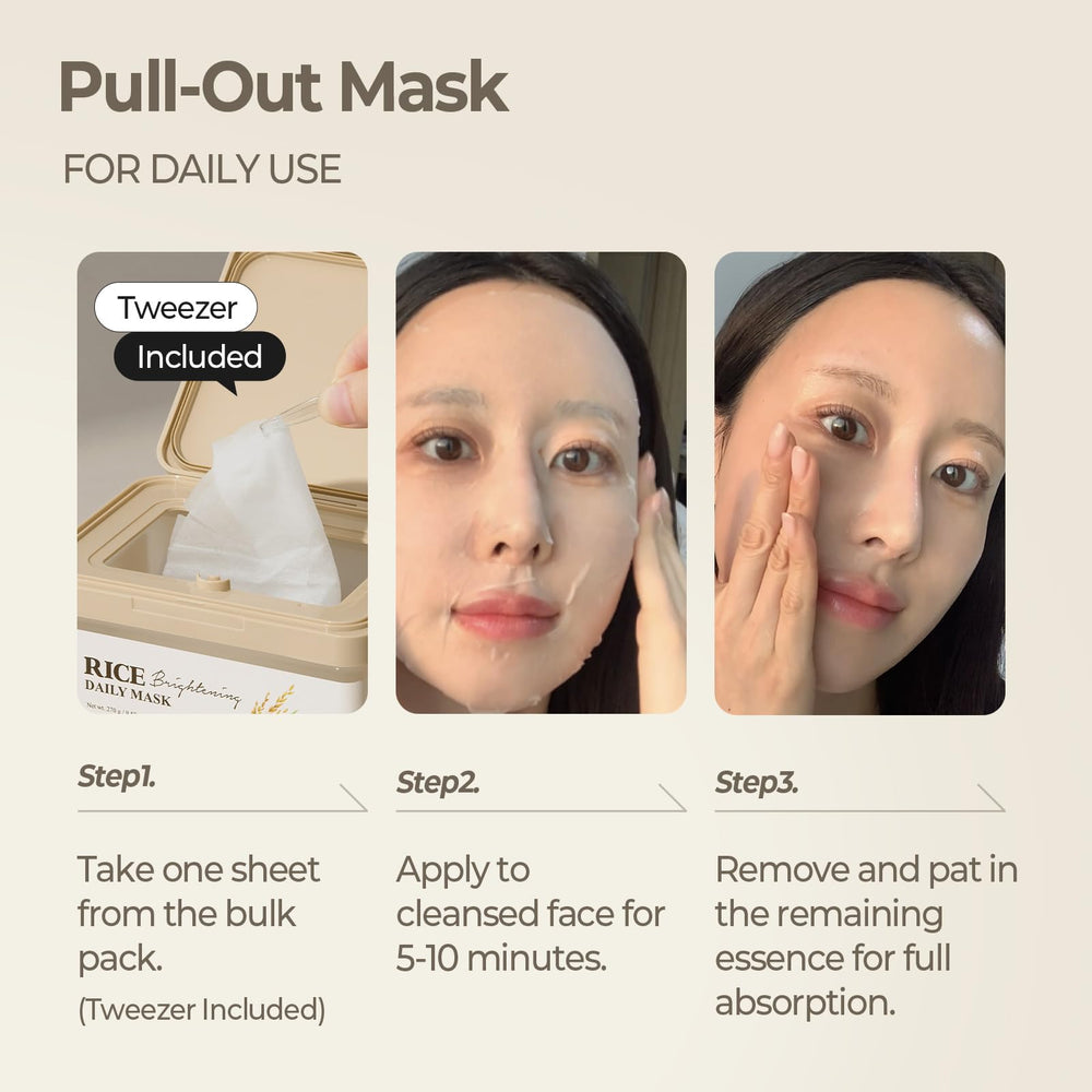 SKINFOOD Rice Daily Mask glass skin finish with fermented rice essence.