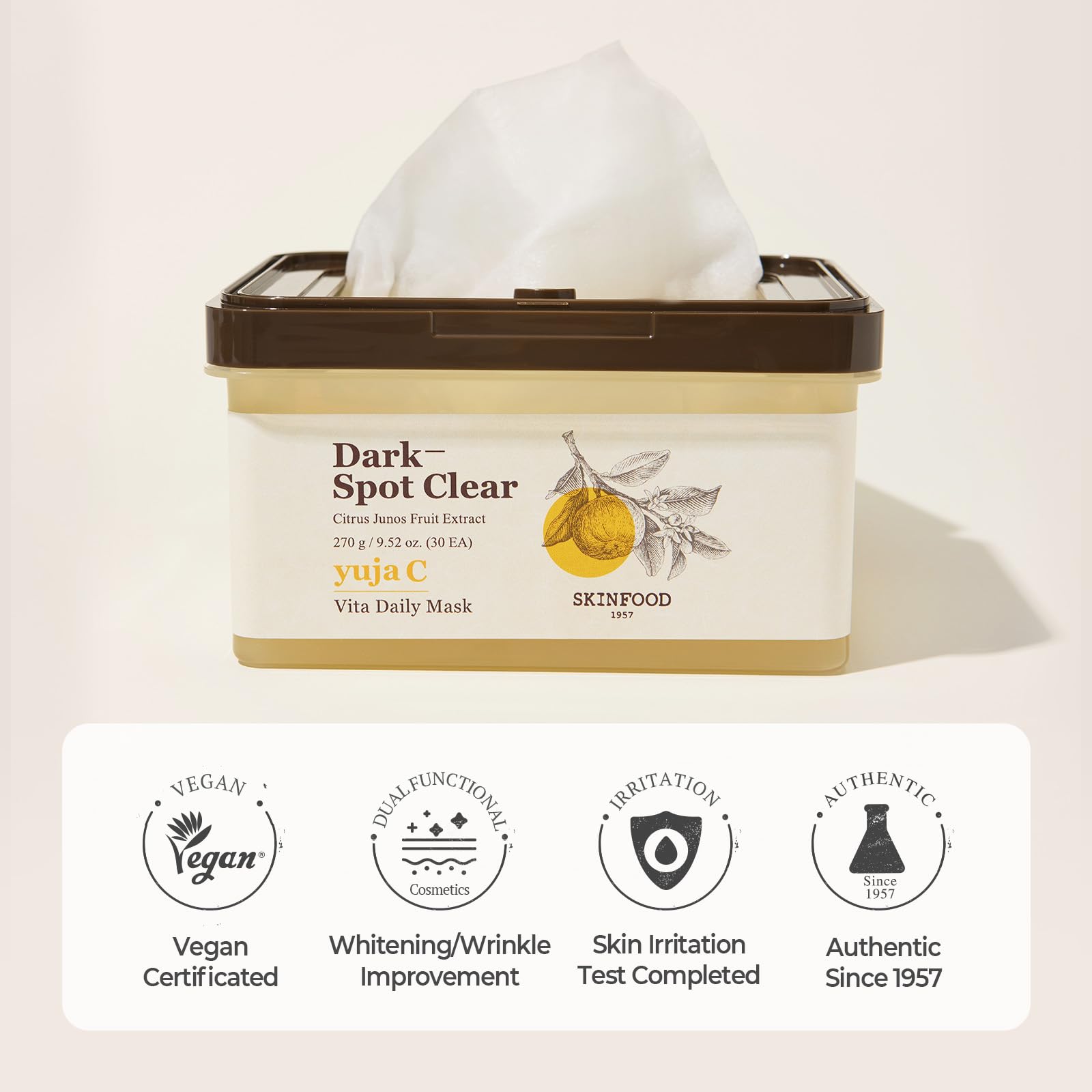 Niacinamide and calming agents on the mask