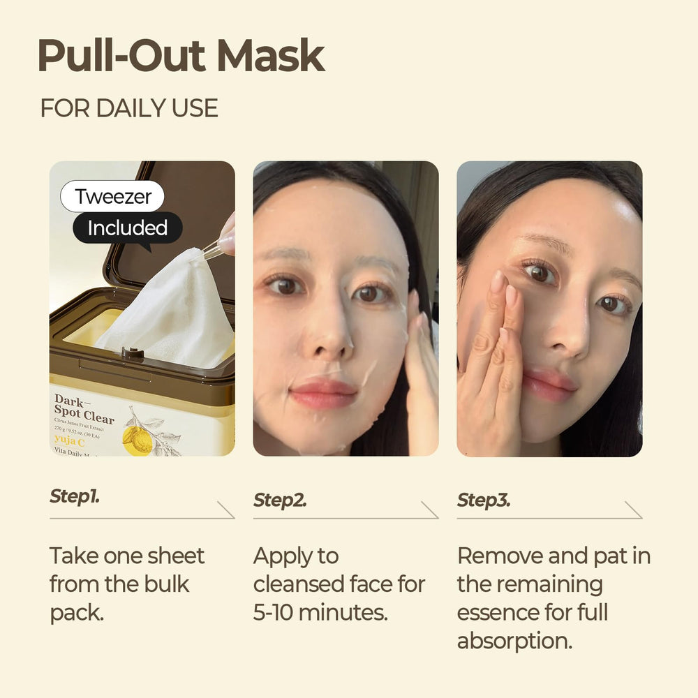 Mask sheet in hand showing 5-minute hydration concept