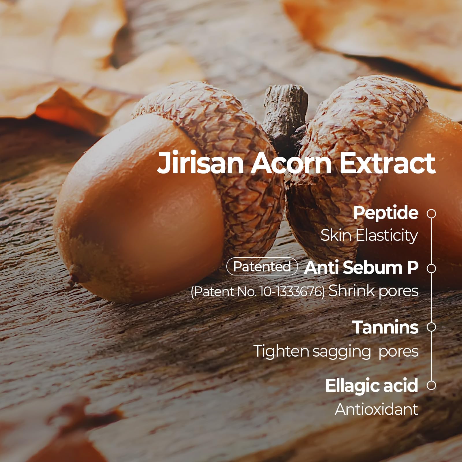Smooth side of SKINFOOD 1957 Acorn Pore Peptide Pad for calming toning