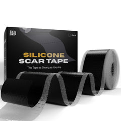 Skin Grip silicone tape applied to the face to hydrate skin and soften scar texture.