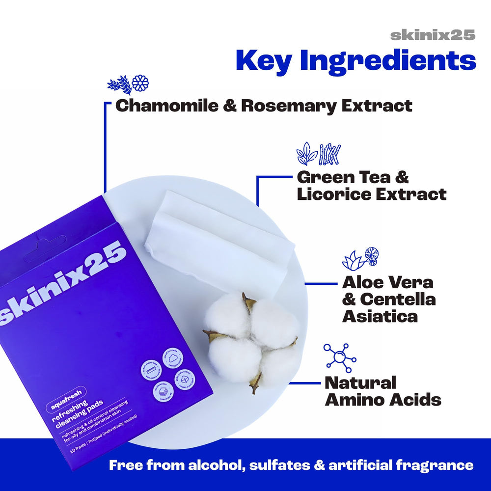 Skinix25 Aquafresh Pads green tea oil-control, balances skin after sweating