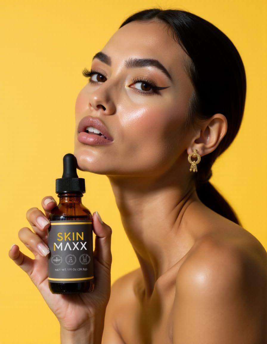 Skin Maxx amber glass bottle highlights premium packaging and light protection