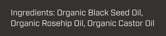 Skin Maxx ingredients close-up showing black seed, rosehip and castor oils