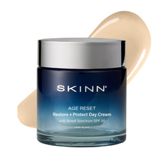 SKINN Age Reset cream tube close-up highlighting daily hydration