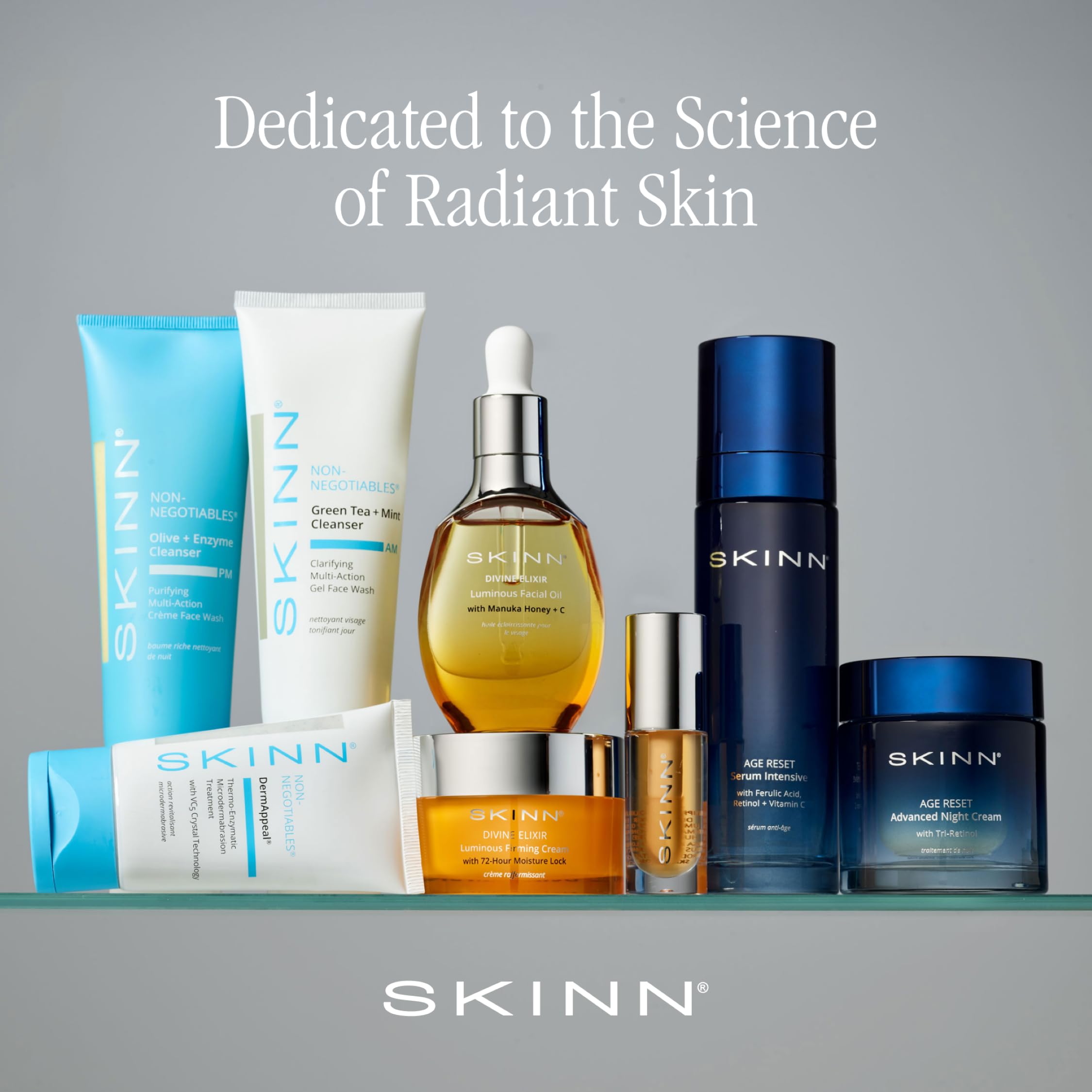 SKINN Age Reset key ingredients scene with Chebula and Vitamin C
