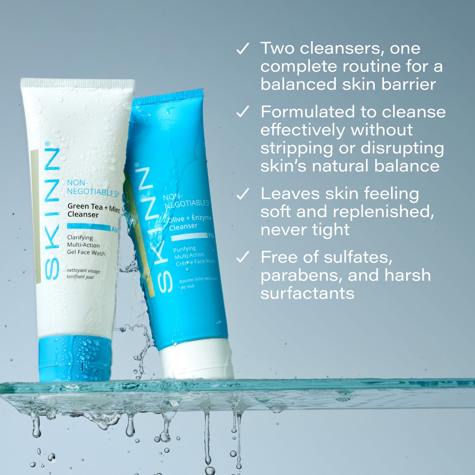 Mint infusion on SKINN Day & Night Face Wash highlights morning refresh.