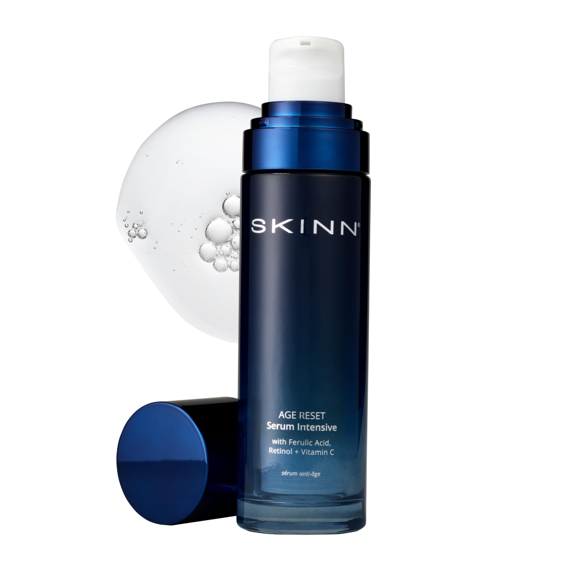 SKINN Deep Wrinkle Serum bottle in sleek packaging for daily use