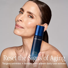 SKINN Deep Wrinkle Serum dropper releasing a fast-absorbing formula