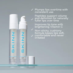 SKINN Lip6X serum applied on lips shows smoothing effect.