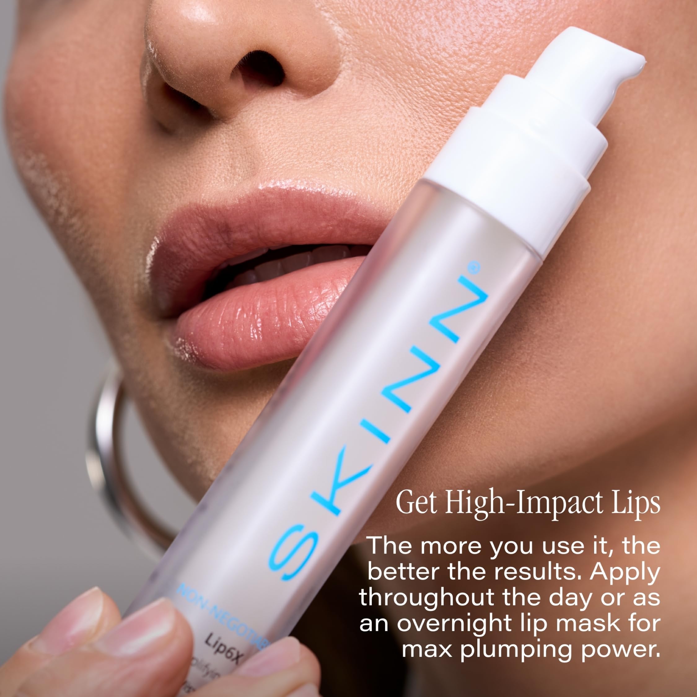 Packaging box of SKINN Lip6X serum for handy routine.