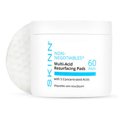 SKINN Multi-Acid Resurfacing Pads packaging highlighting professional exfoliation.